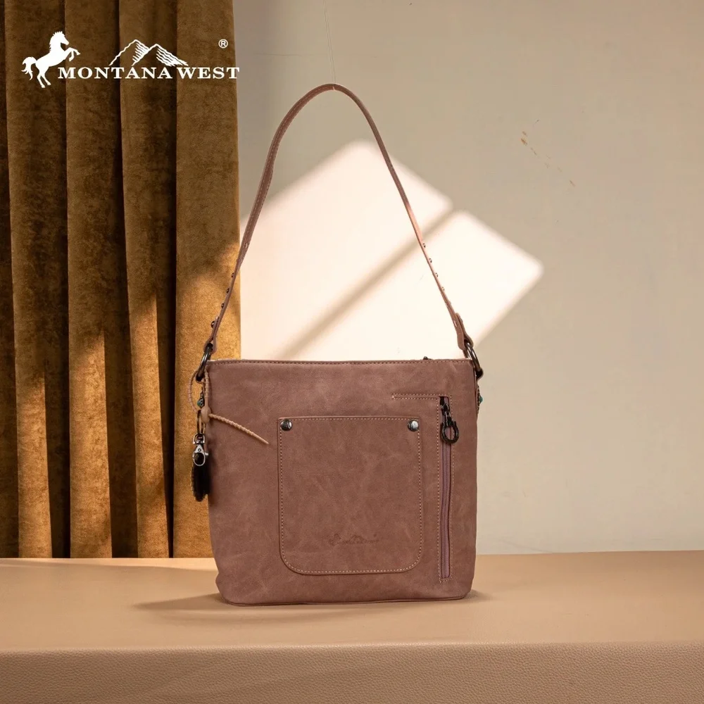 Montana West Embossed Collection Hobo Shoulder Bag Pink